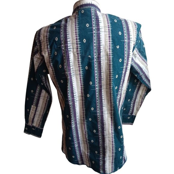 Vintage Wrangler Mens Button-Down Brushpopper Western Shirt X-Long Tails 15-33 - Picture 5 of 7